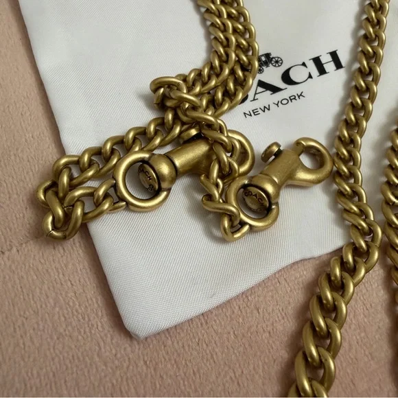 Coach Brass Gold Skinny Chain Crossbody Strap - Picture 4 of 5